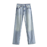 Straight-leg denim wide-leg pants for women, spring and autumn style, slimming floor-length pants