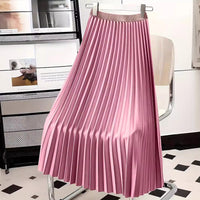 Women's high-end pleated skirt with a sense of drape, solid color large pleated skirt for women