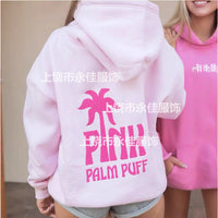 European-sized off-the-shoulder sleeve PINKPALMPUFF hoodie