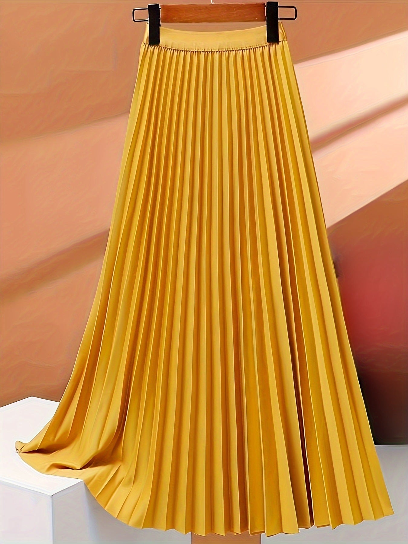 Women's high-end pleated skirt with a sense of drape, solid color large pleated skirt for women
