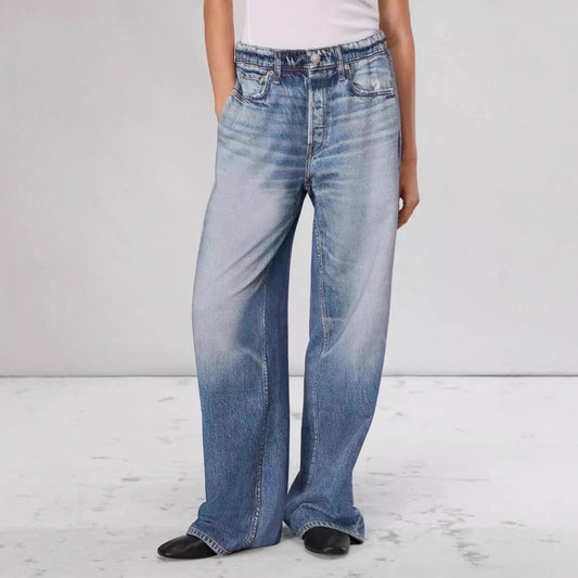 American high-waisted jeans for women, loose and versatile, narrow floor-length long pants, wide-leg pants