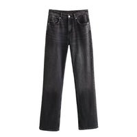 Straight-leg denim wide-leg pants for women, spring and autumn style, slimming floor-length pants