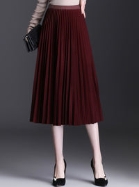 Women's high-end pleated skirt with a sense of drape, solid color large pleated skirt for women