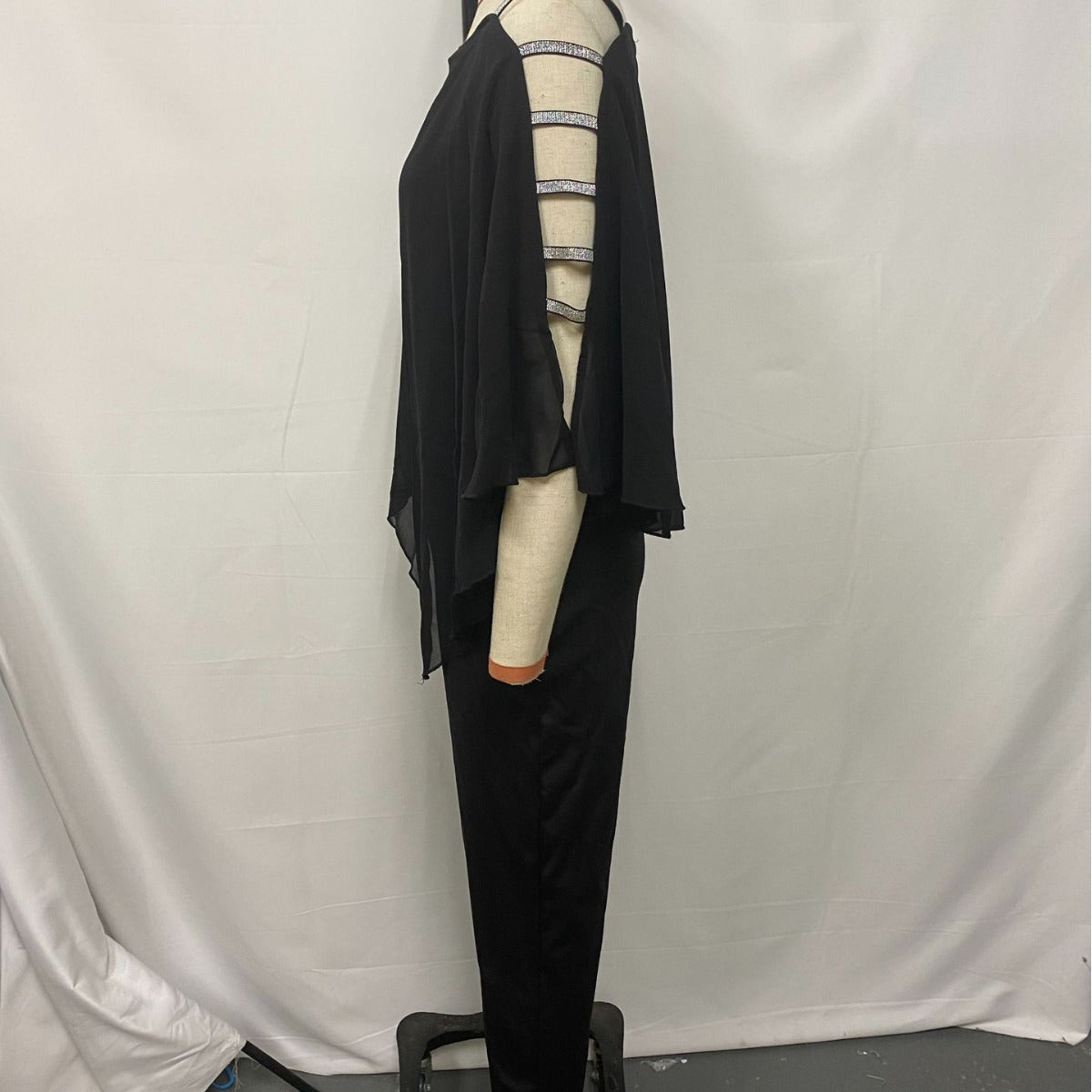 Solid color irregular off-the-shoulder one-piece flared pants for women's clothing