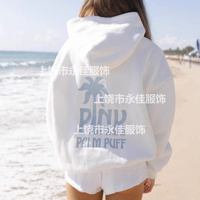 European-sized off-the-shoulder sleeve PINKPALMPUFF hoodie