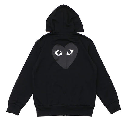 play Couple's hooded sweatshirt, Little Black heart embroidered autumn and winter long-sleeved fleece sweatshirt