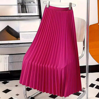 Women's high-end pleated skirt with a sense of drape, solid color large pleated skirt for women