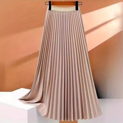 Women's high-end pleated skirt with a sense of drape, solid color large pleated skirt for women